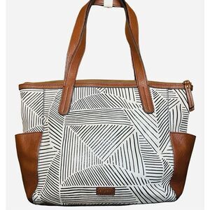 Fossil Black and Brown Tote Bag